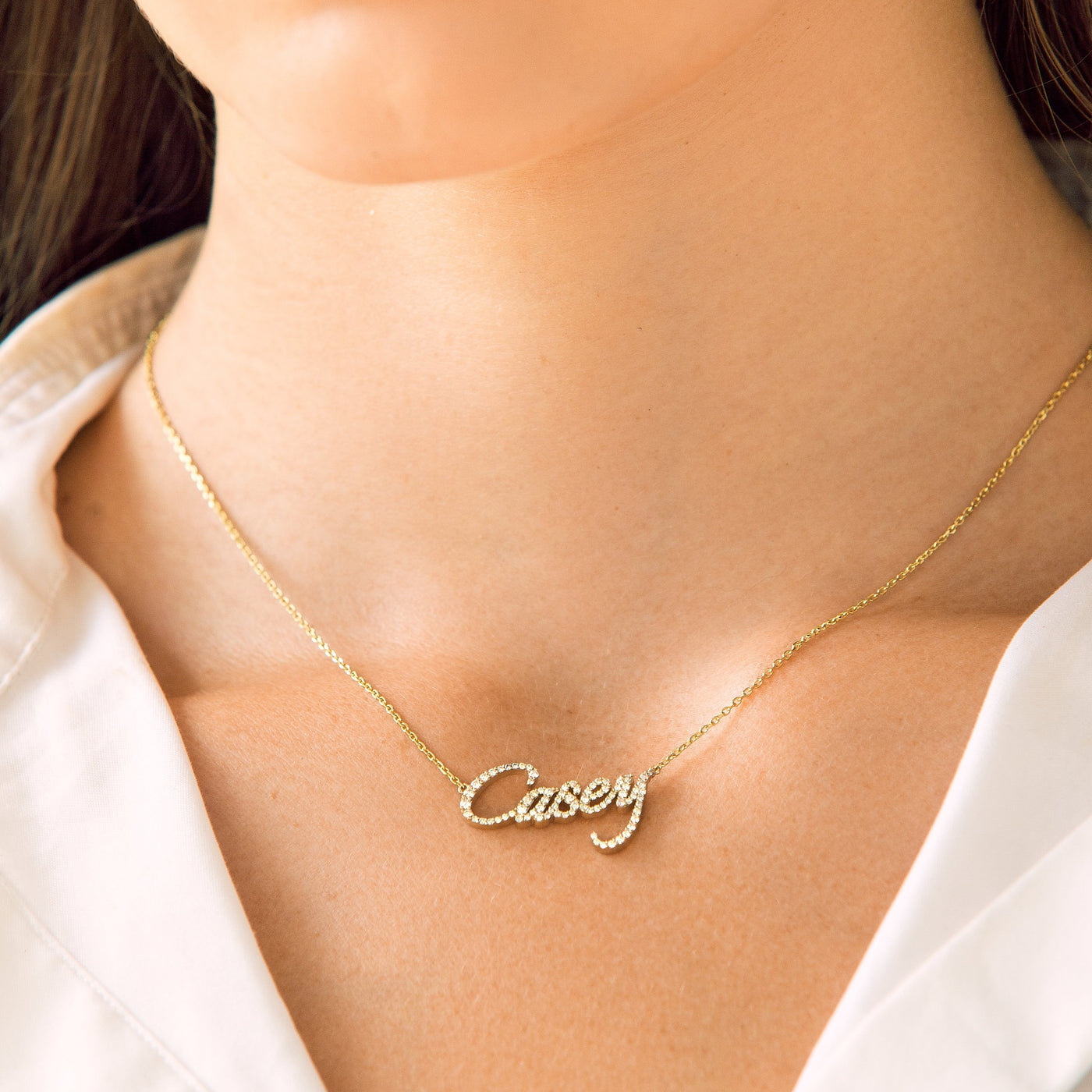 Diamond Nameplate Necklace