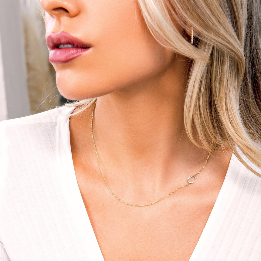 Cursive Initial Diamond Necklace