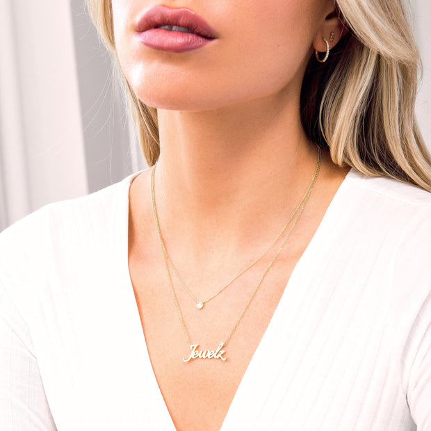 One Name 14k Gold Nameplate Necklace – David Von