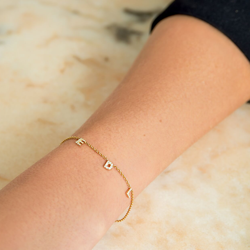 Dainty Diamond Letter Bracelet