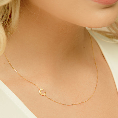 Side Initial Letter Necklace