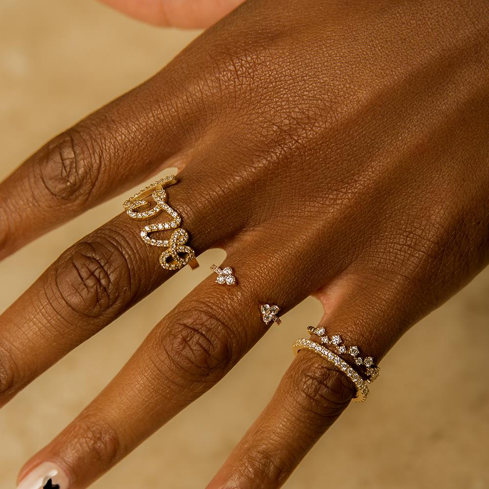 Open Diamond Cluster Ring
