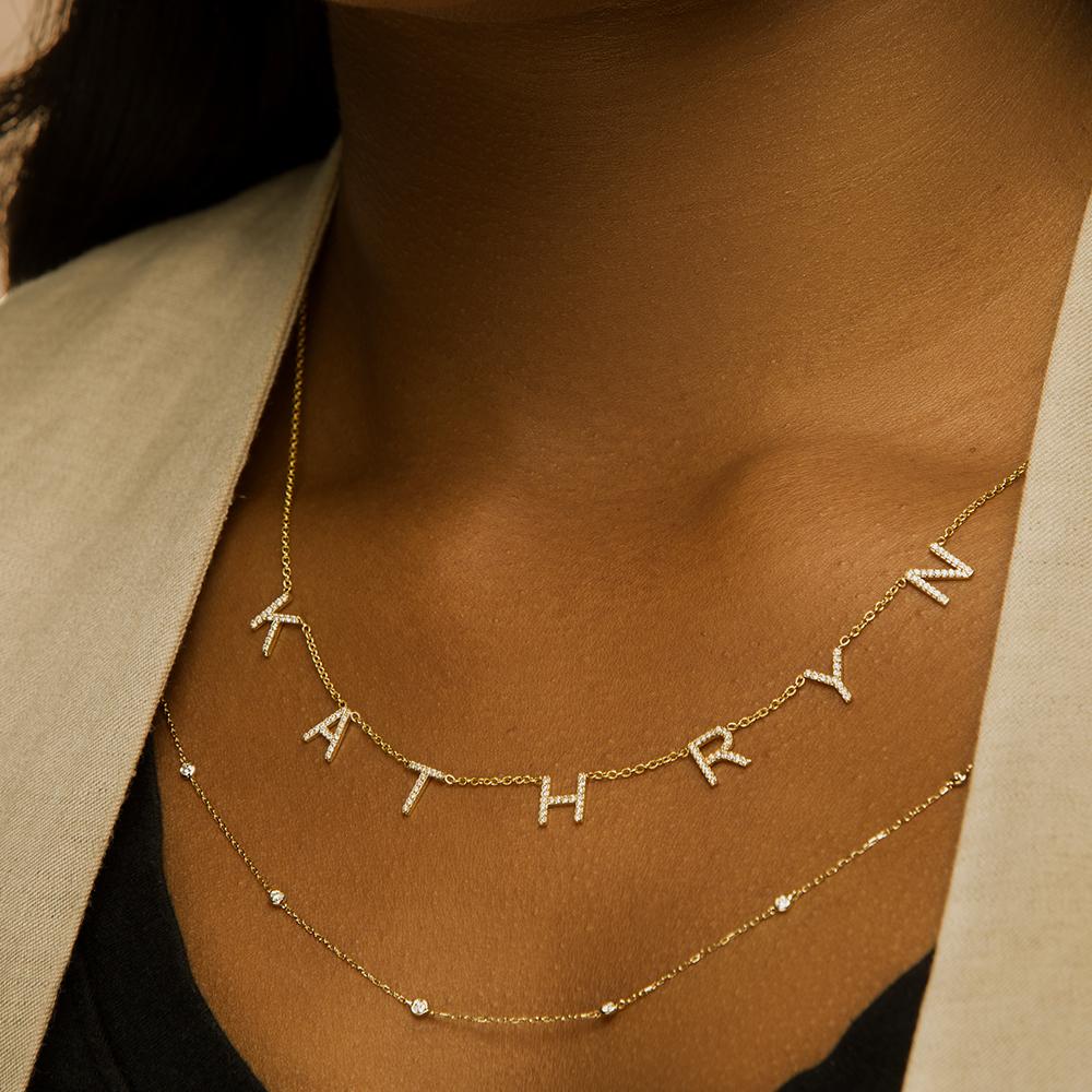 Large Diamond Letter Necklace