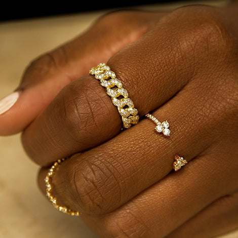 Open Diamond Cluster Ring