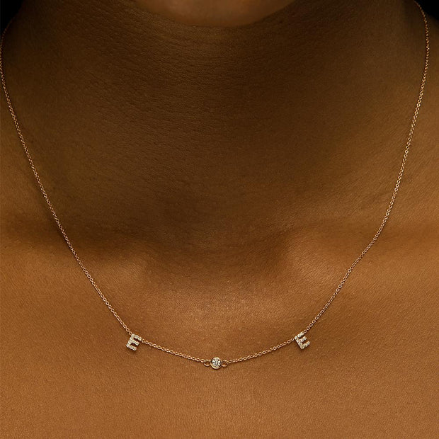 Bezel Dainty Diamond Letter Necklace