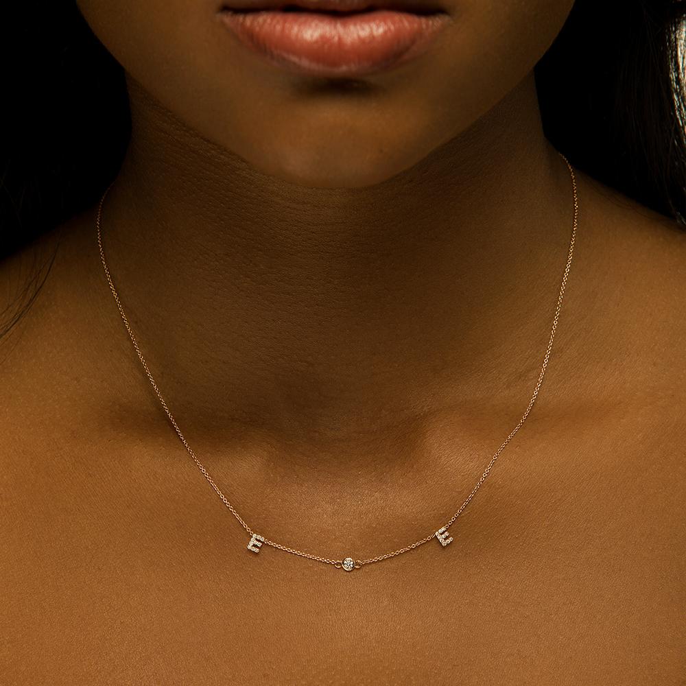 Bezel Dainty Diamond Letter Necklace