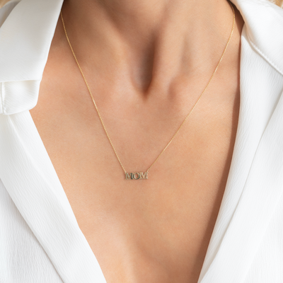 MOM 14K Gold Nameplate Necklace