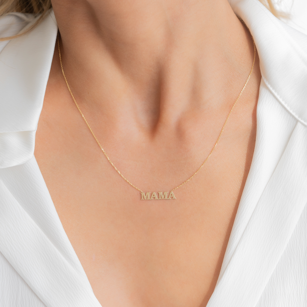 14K Gold MAMA Necklace | Mom Necklace – YanYa