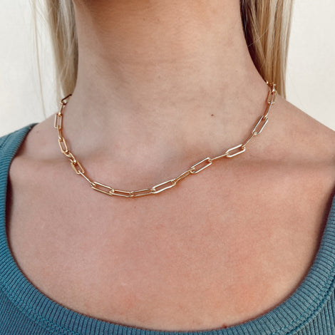 Large Gold Oval Chain Necklace - Tilly Sveaas Jewellery