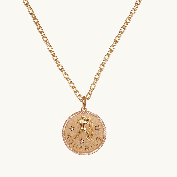 14k Gold Diamond Zodiac Necklace Charm