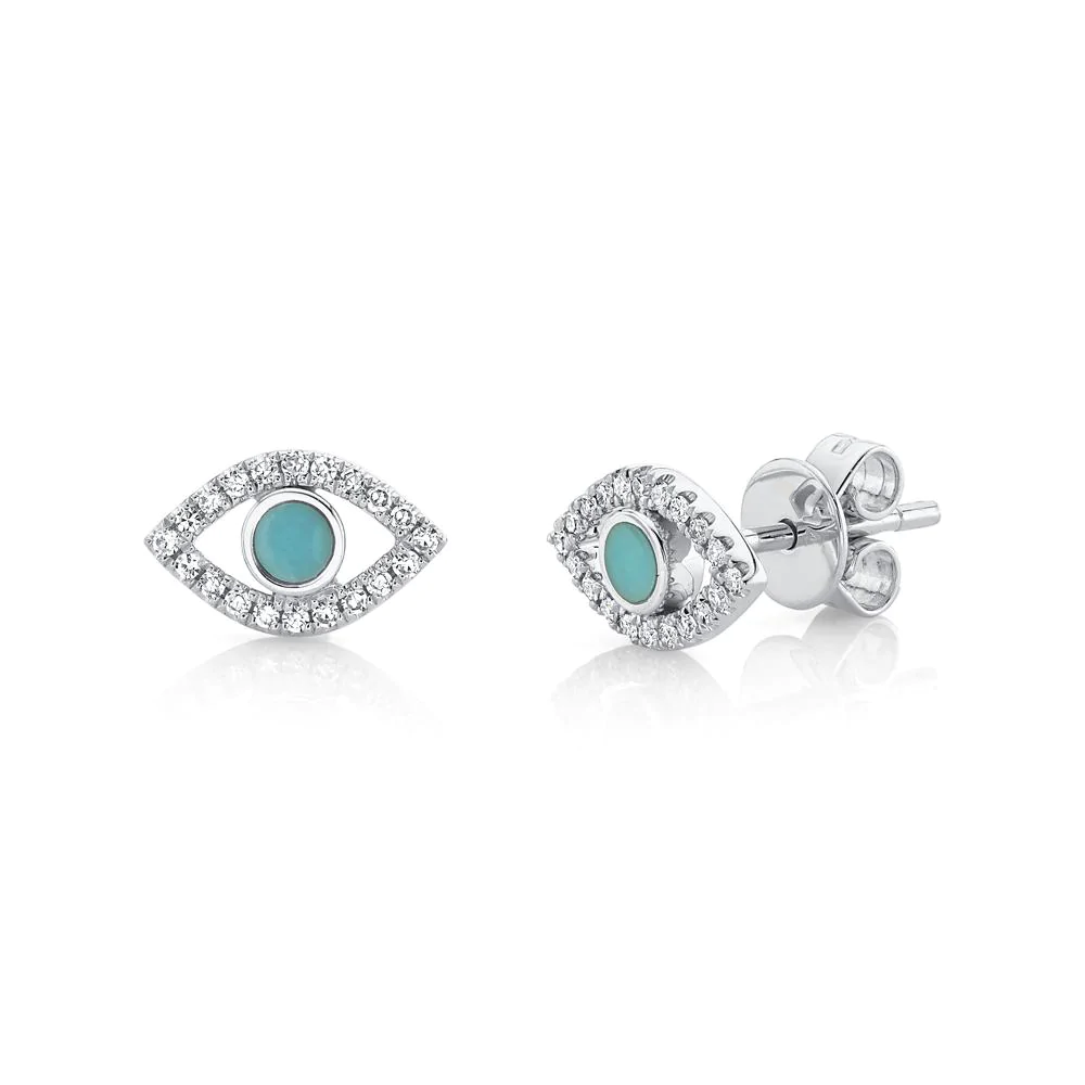 Composite Turquoise & Diamond Eye Stud Earring
