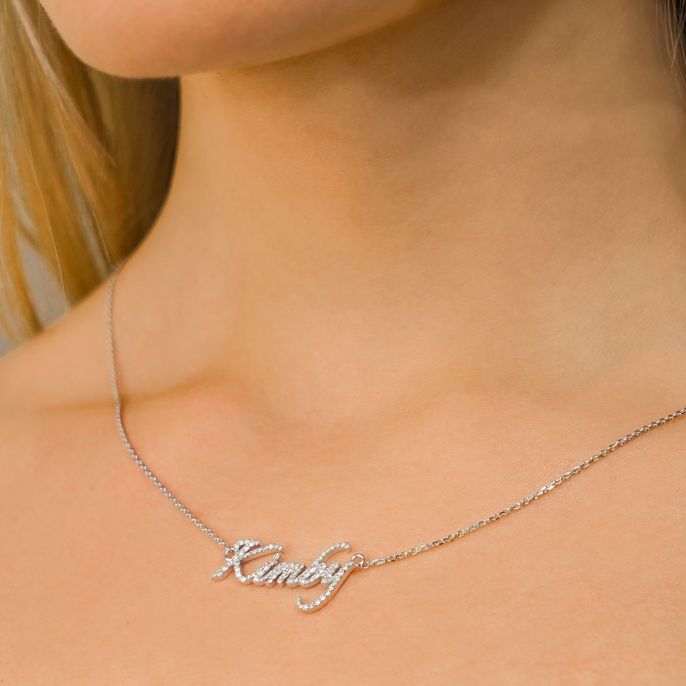 Diamond Nameplate Necklace