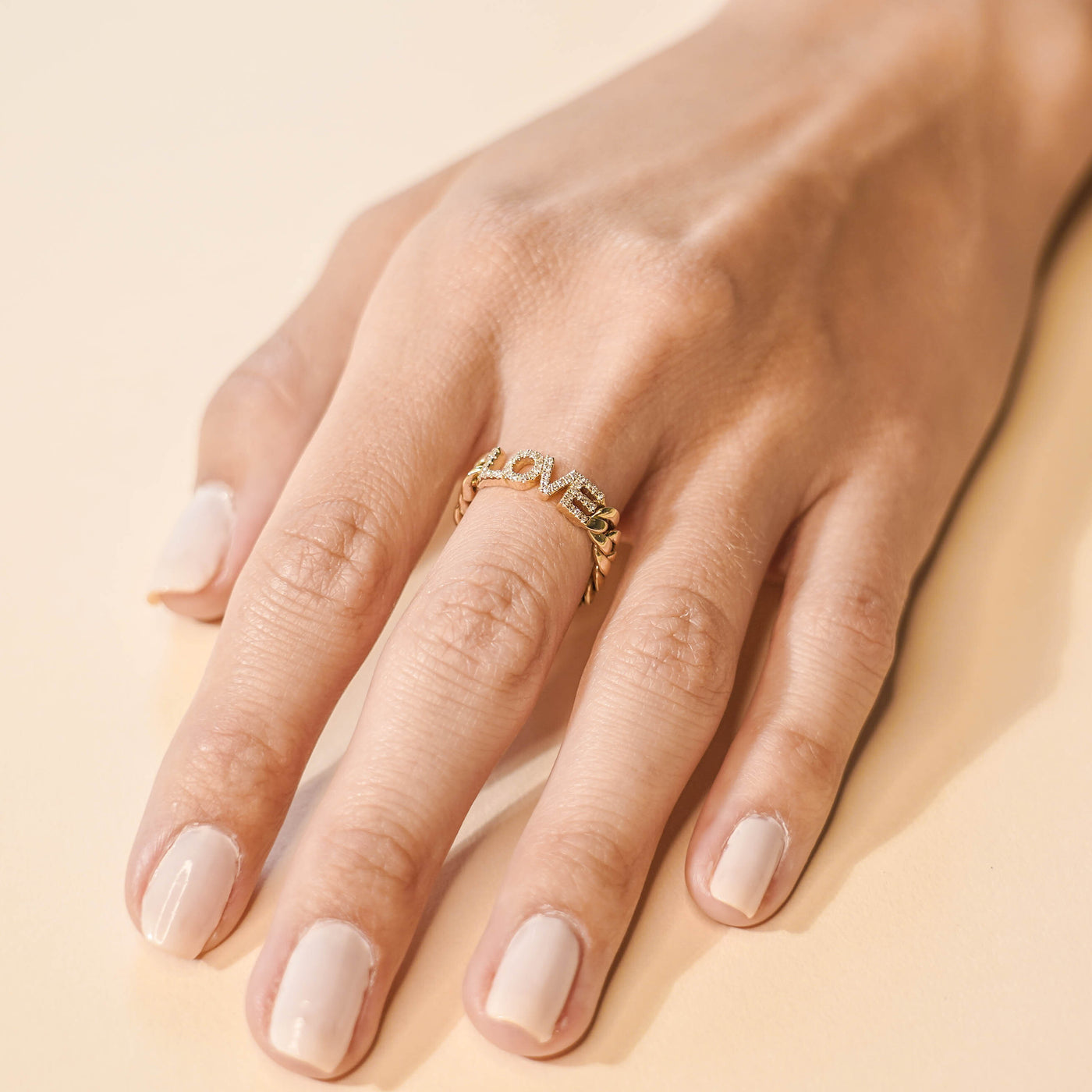 Diamond Cuban Link Name Ring