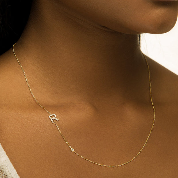 Initial Bezel Diamond Necklace