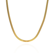 14K Gold Herringbone Engraved Slim Chain Necklace