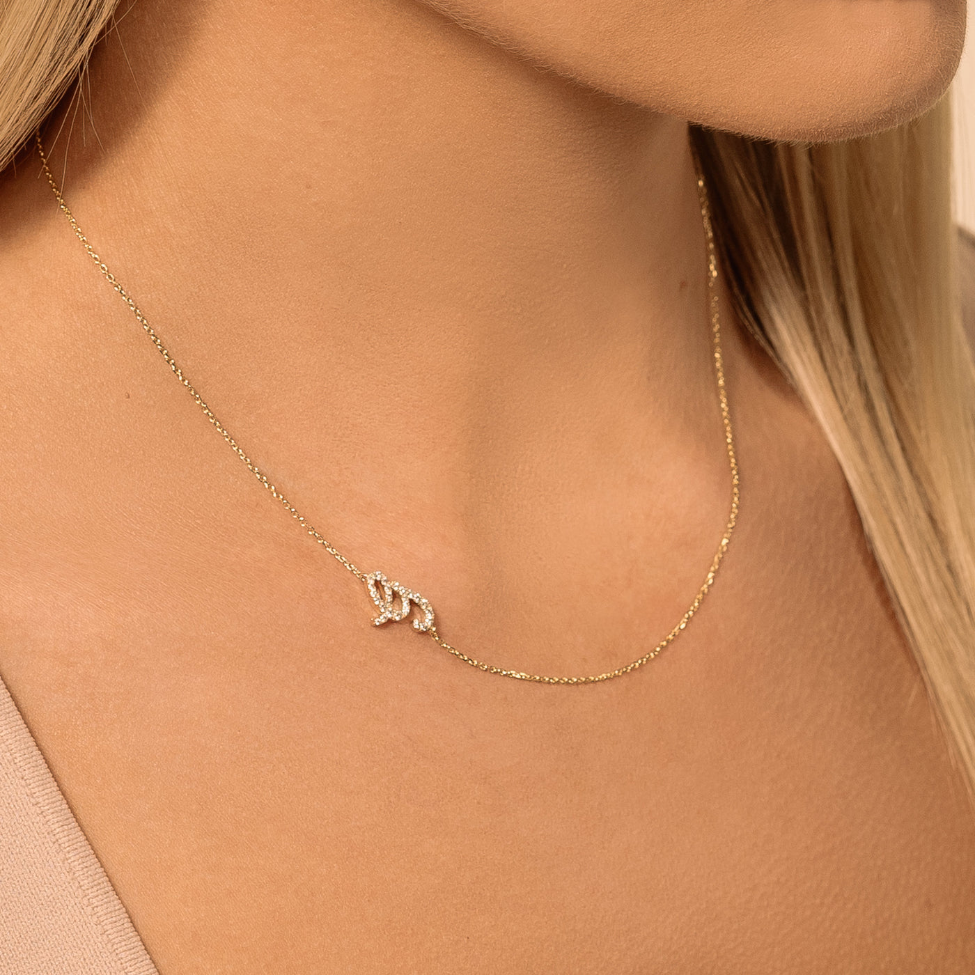 Cursive Initial Diamond Necklace