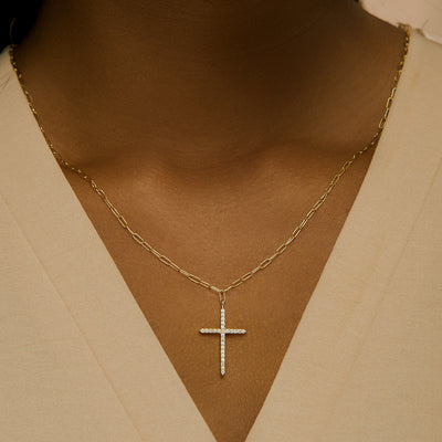 Diamond Cross Link Chain Necklace