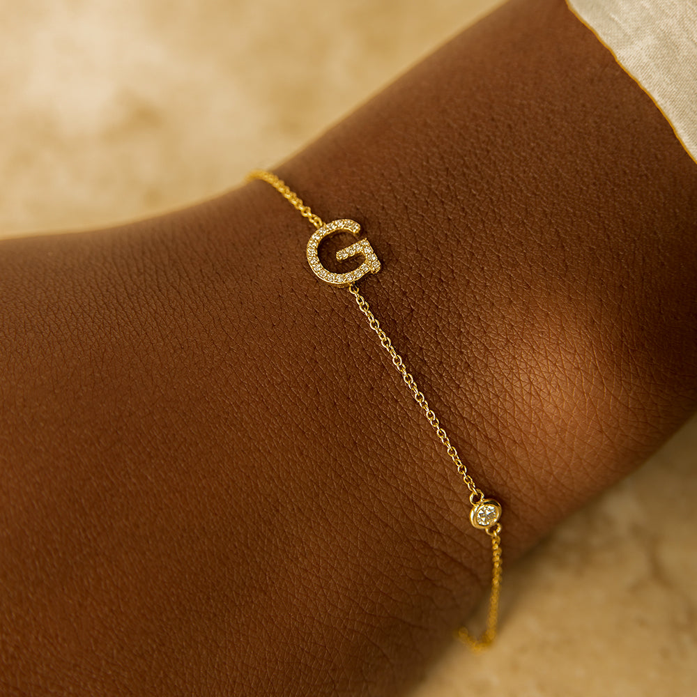 Initial Bezel Diamond Bracelet