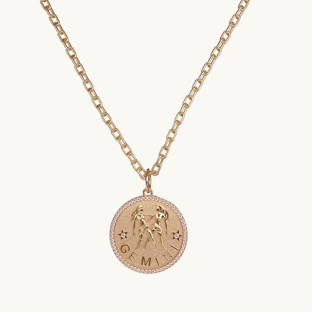 14k Gold Diamond Zodiac Necklace Charm