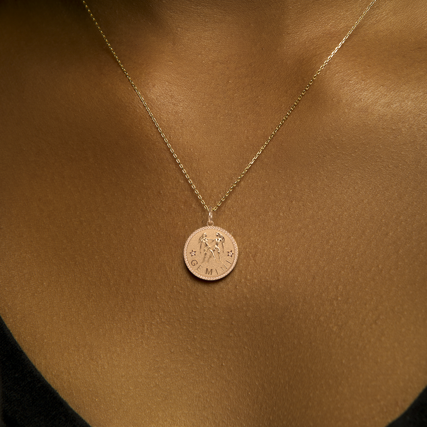 14k Gold Diamond Zodiac Necklace Charm