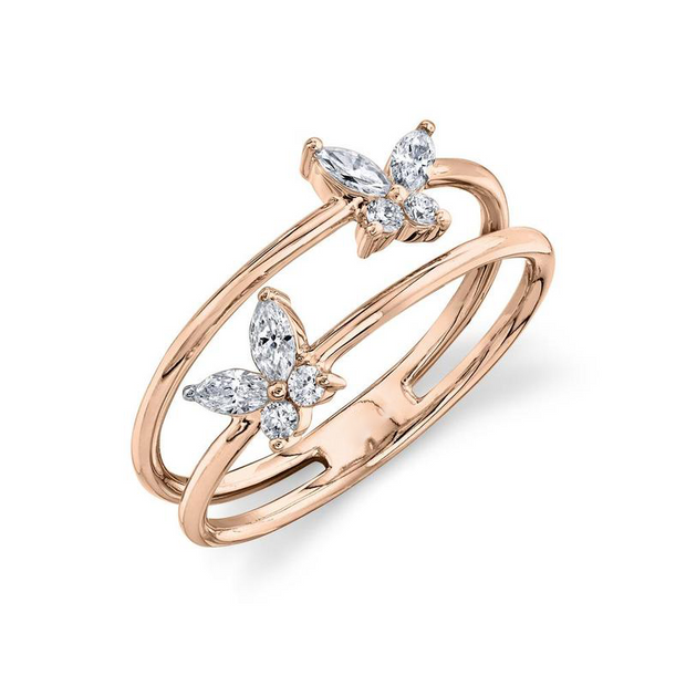 Two Butterfly Diamond Ring
