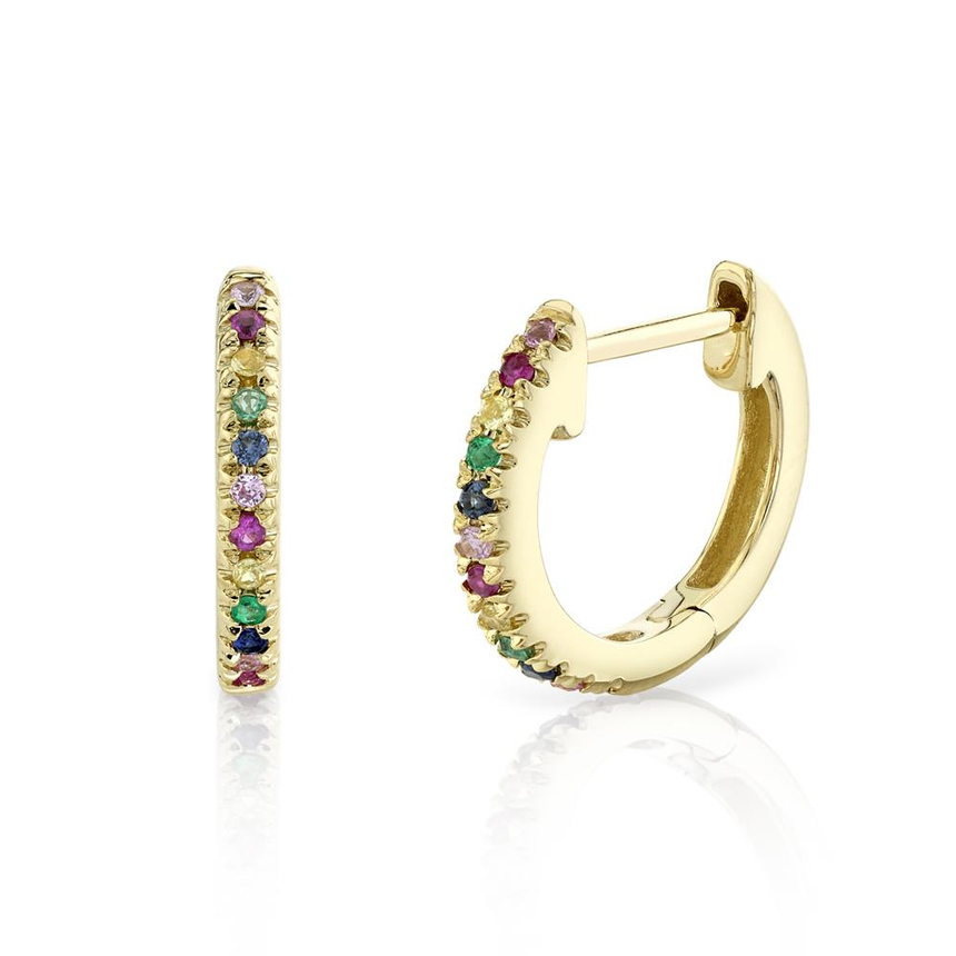 Multi-color Stone Huggie Earring