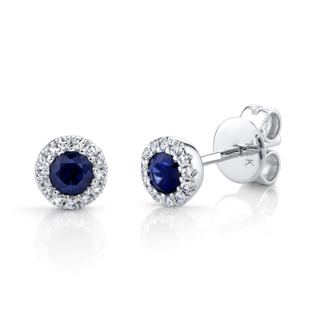 0.08ct Diamond & 0.28ct Blue Sapphire Stud Earring