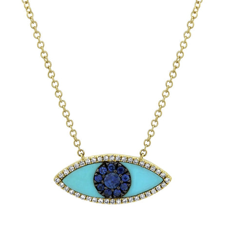 Turquoise & Blue Sapphire Eye Necklace