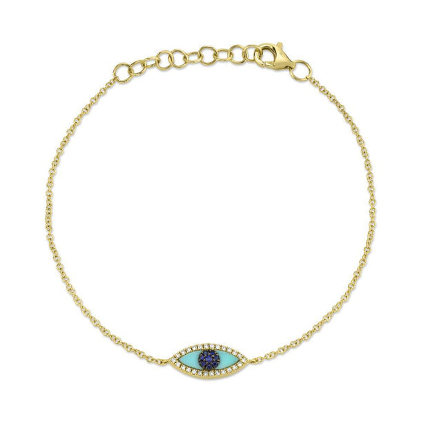Blue Sapphire & Composite Turquoise Eye Bracelet