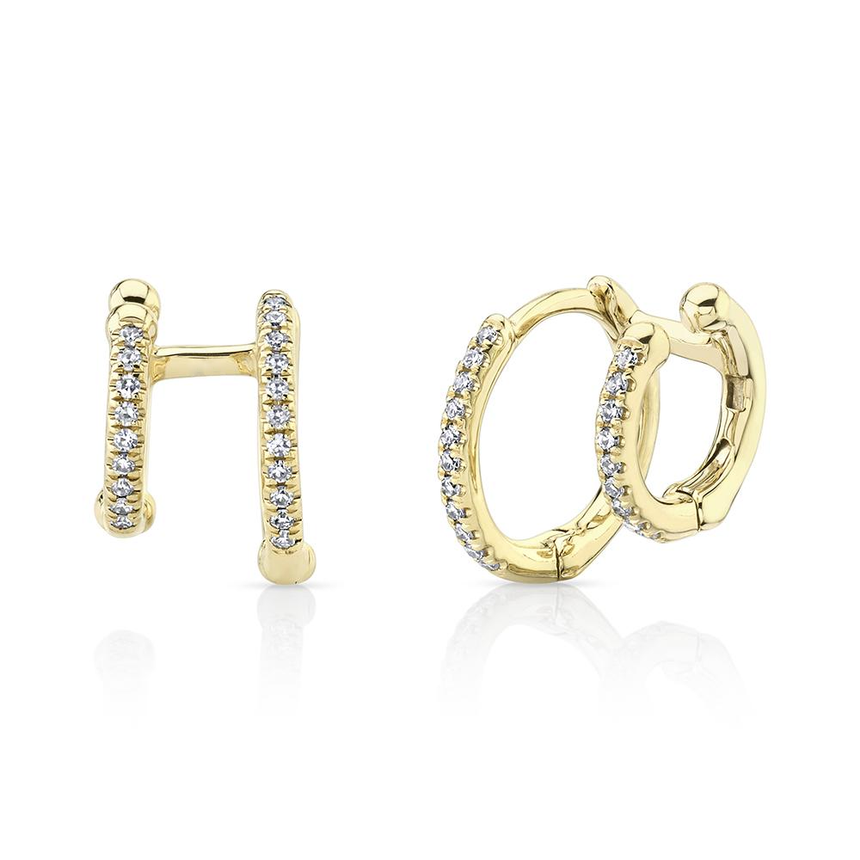 0.12 Ct Diamond Double Huggie Earring