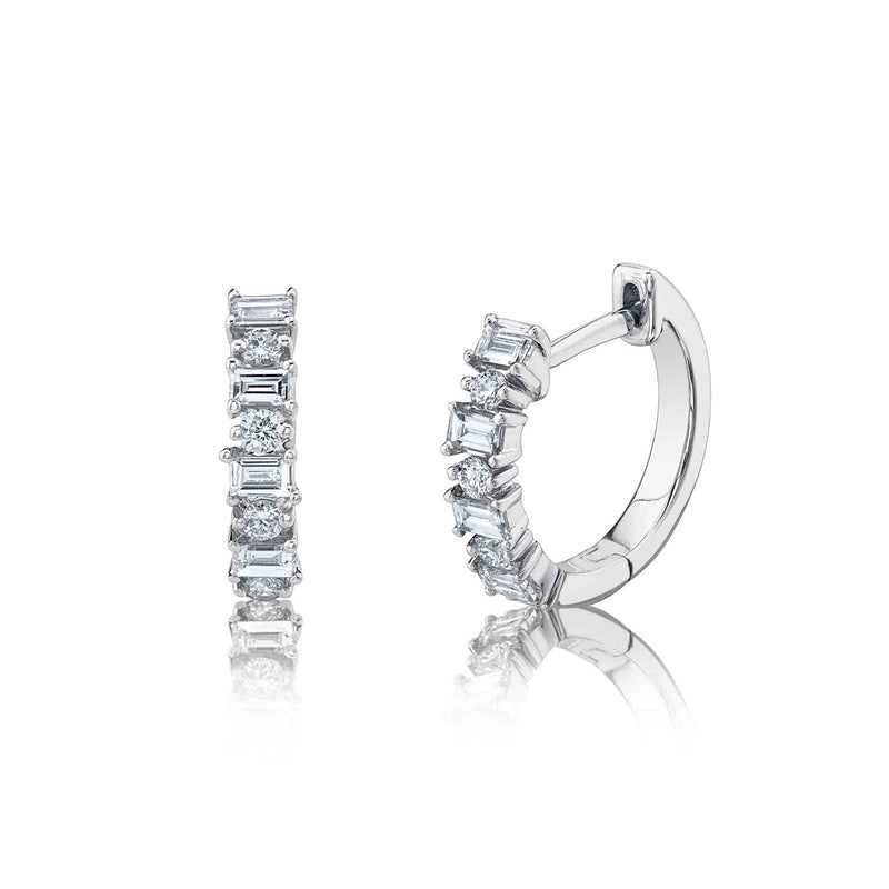 Diamond Baguette Huggie Earring