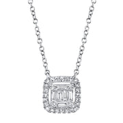 Square Diamond Baguette Necklace