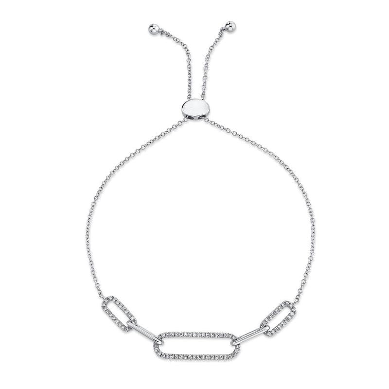 Diamond Paper Clip Link Bolo Bracelet