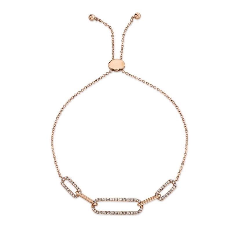 Diamond Paper Clip Link Bolo Bracelet