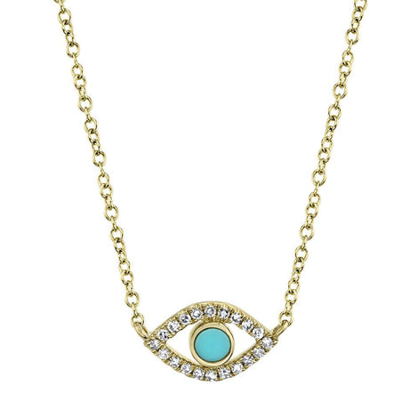 Diamond & Composite Turquoise Eye Necklace