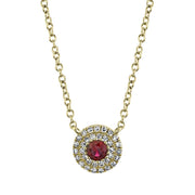 Round Ruby Diamond Necklace