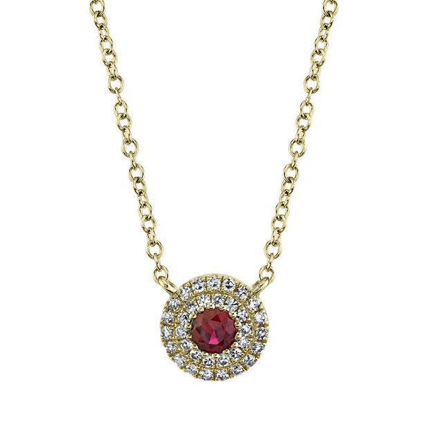 Round Ruby Diamond Necklace