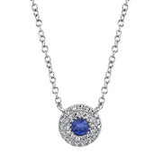 Round Sapphire Diamond Necklace
