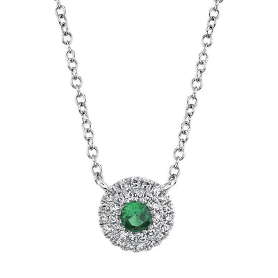 Round Green Garnet Diamond Necklace