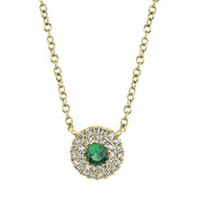 Round Green Garnet Diamond Necklace