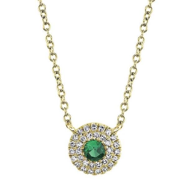 Round Green Garnet Diamond Necklace
