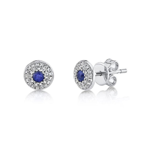 Round Sapphire Diamond Stud Earring