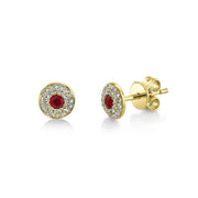 Round Ruby Diamond  Stud