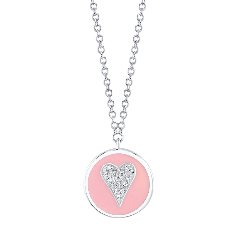 Pink Enamel Heart Necklace