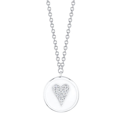 White Enamel Heart Necklace