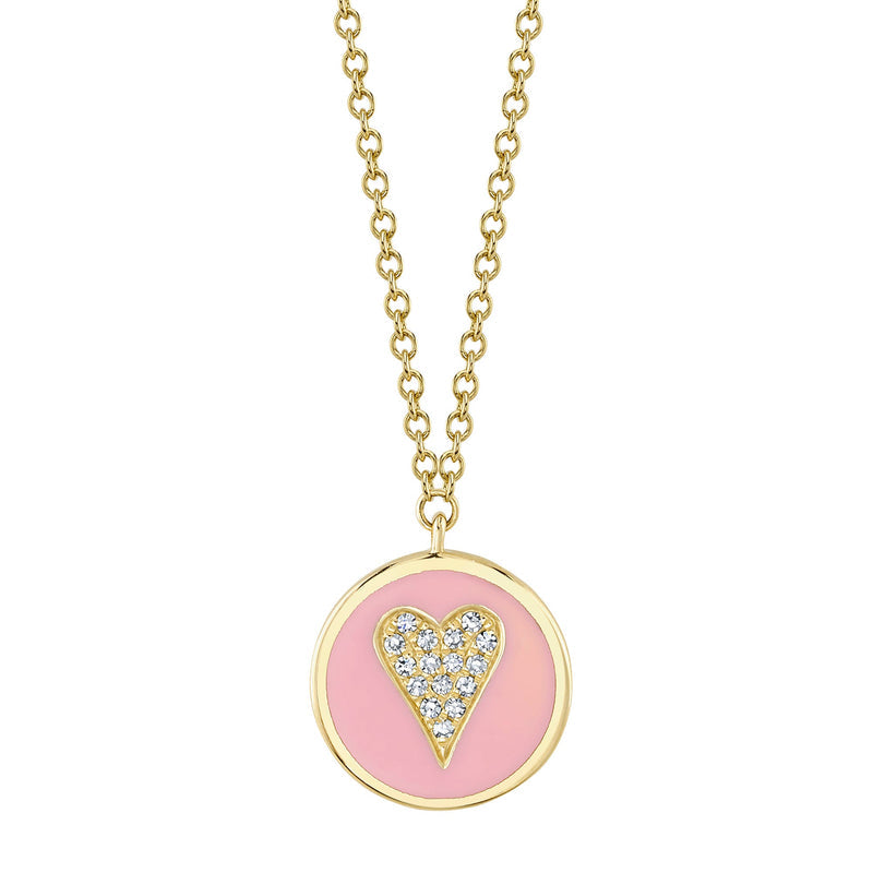 Pink Enamel Heart Necklace
