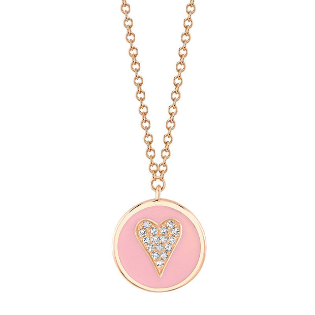 Pink Enamel Heart Necklace