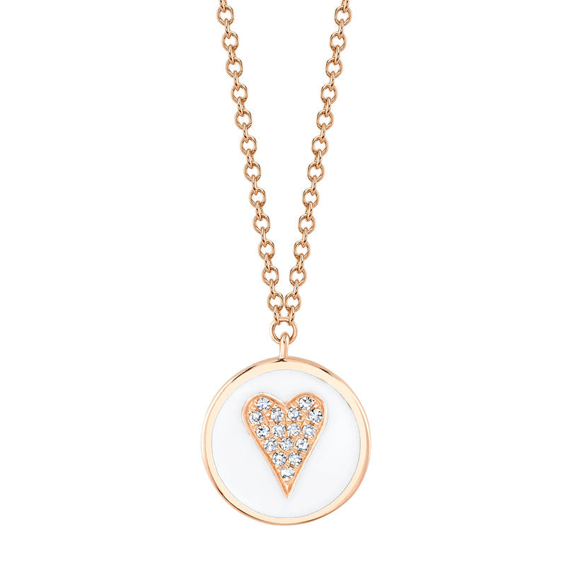 White Enamel Heart Necklace