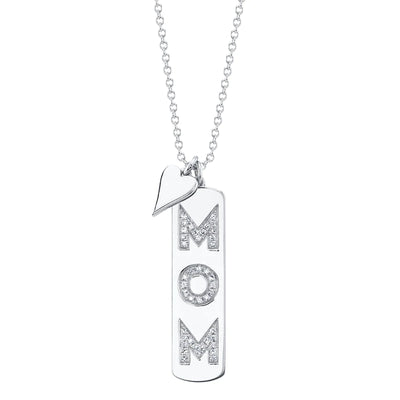 "MOM" Necklace with Heart Charm