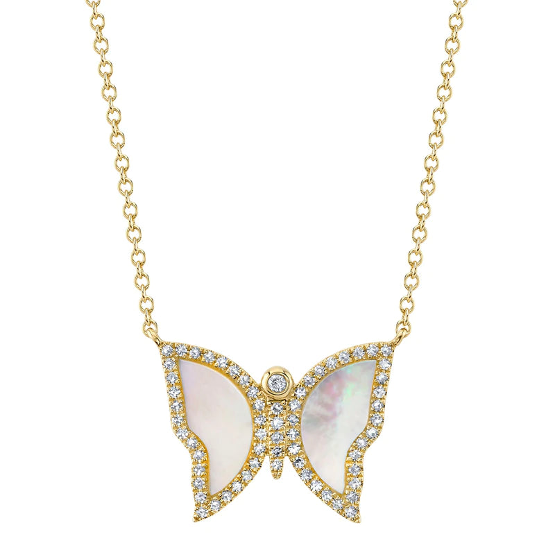 Mother of Pearl Butterfly Necklace